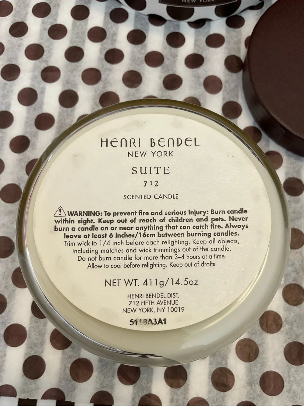 Henri Bendel SUITE 712 Candle 14.5oz Modern Clear Glass